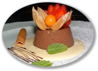 Mousse al cioccolato con salsa inglese allarancia